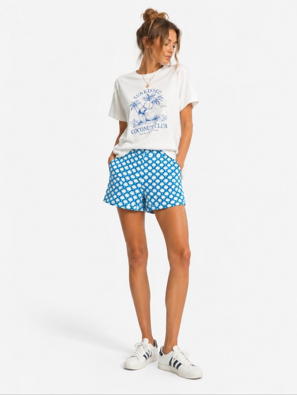 J.Crew Blue White Scallop Fan Print Nautical Summer Chino Shorts Size 8